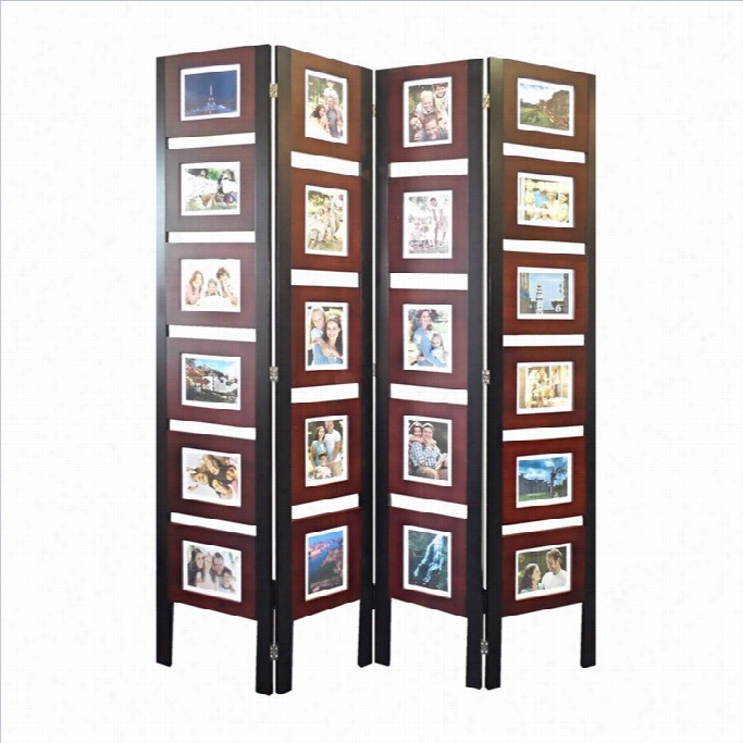 Proman Products Oscar Picture Folding Screen In Dark Mahogany