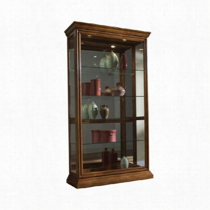 Pulaski 2 Way Lapse Door Curio Cabinet In Golden Oak