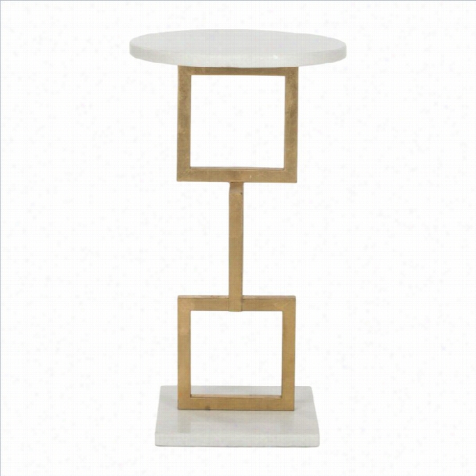 Safavieh Cassidy Iron And Marble Accent Table In Gold And White