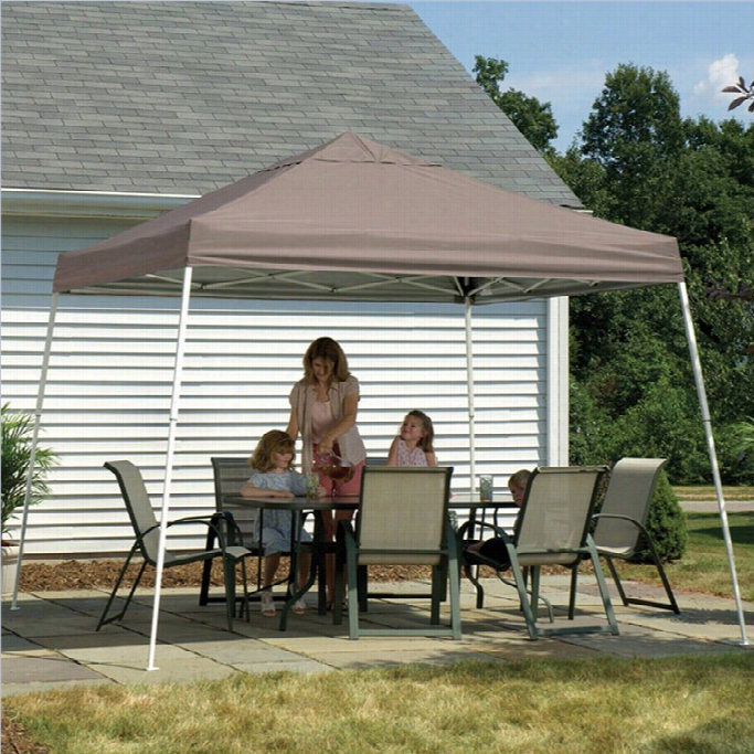 Shelterlogic 12'x12' Port Pop-up Canopy Slant Leg With Over In Desert Bronze