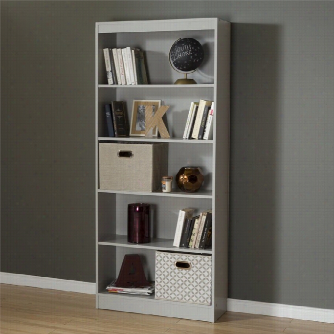 Southward Shore Axess 5 Shelf Bookcase In Soft Gray