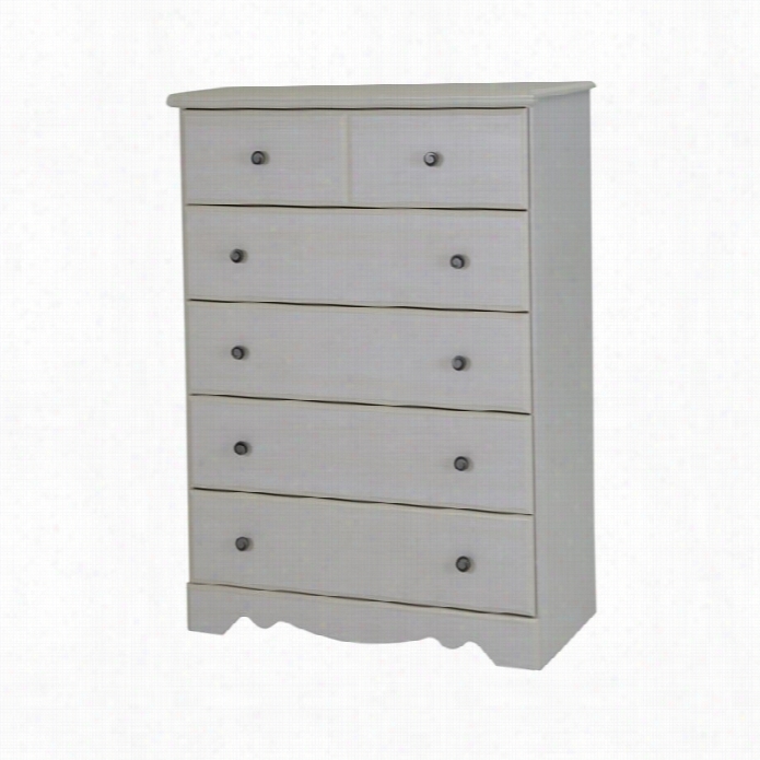 South Shore Country Poetry 5 Drawer Chest In White Wash