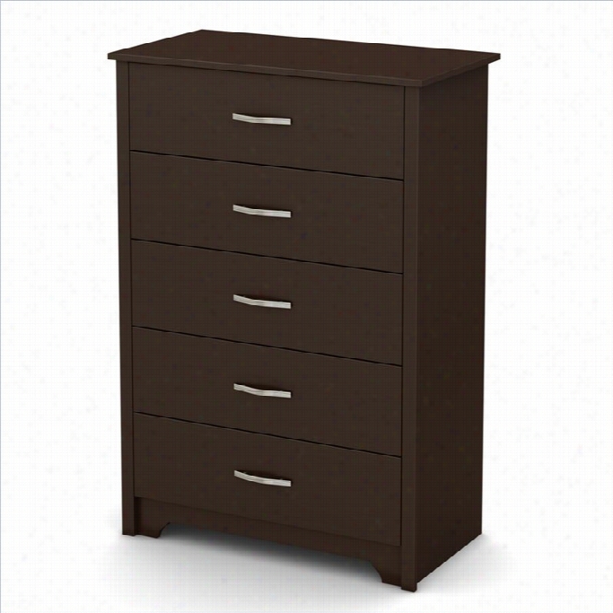 South Shore Fusion Five Drawwer Chest In Chocolate