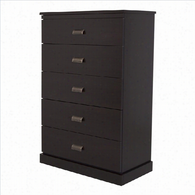 South Hore Gloria 5 Drawer Chest In Chocolate
