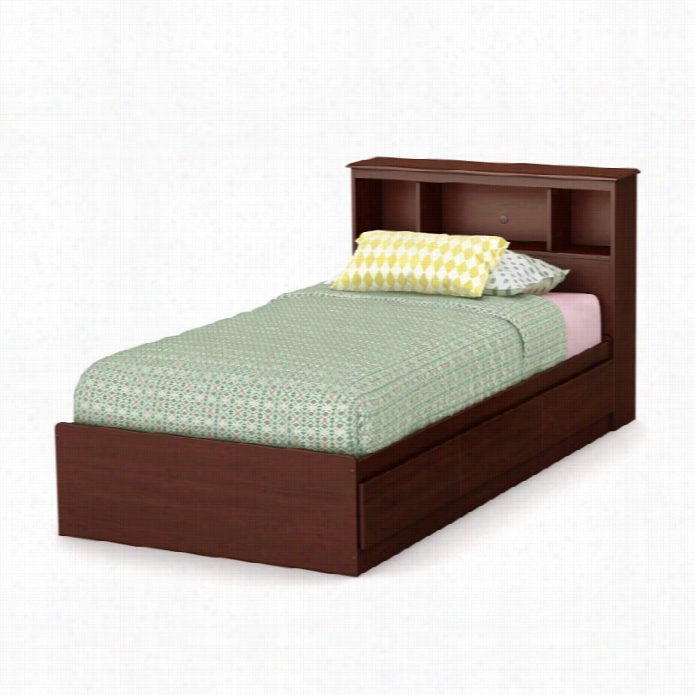 South Shore Summer Breeze Wood Twin Bookcase Stprage Bed In Cherry