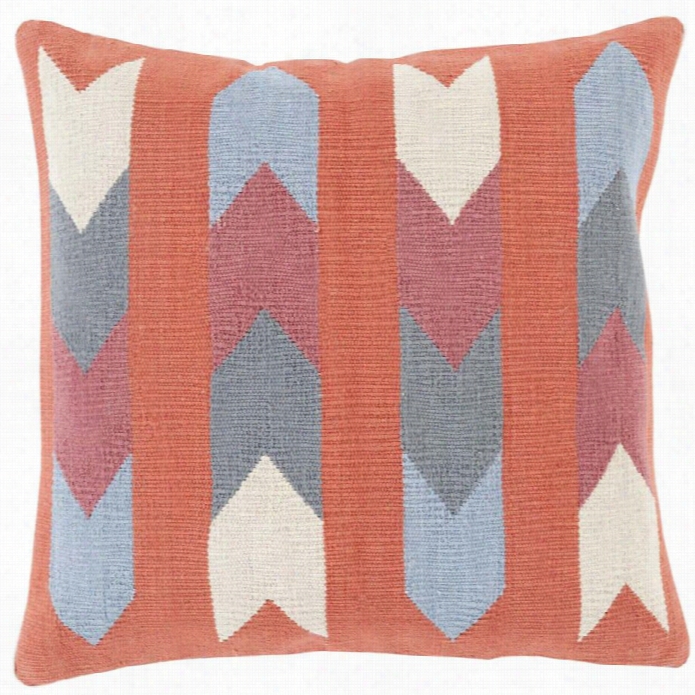 Suurya Cotton Kilim Down Fill 81 Square Pillow In Orange And Rust