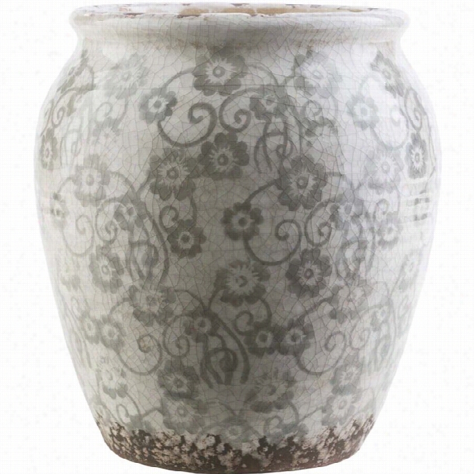 Surya Flora 11 X 9.8 Ceramic Vase In Glossy Gary And Taupe