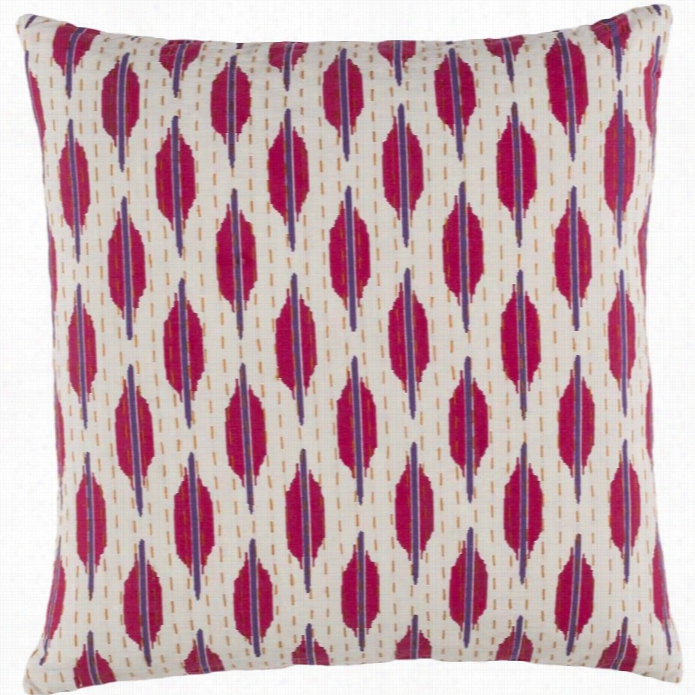 Surha Kantha Down Ifll 20 Square Pillow In Purple And Red