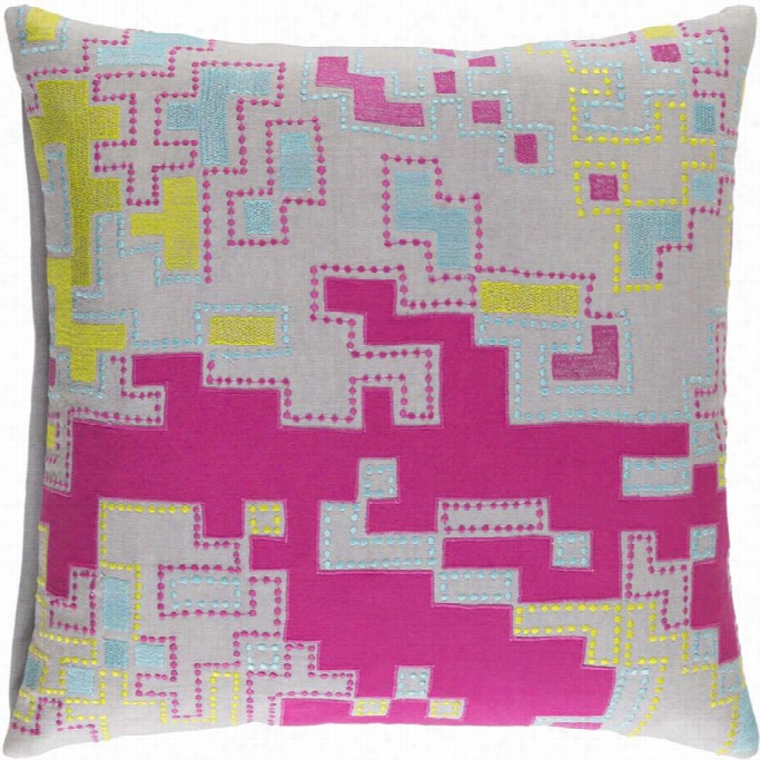 Surya Accro  Down Satisfy 22  Square Pullow In Pink Lime And Blue