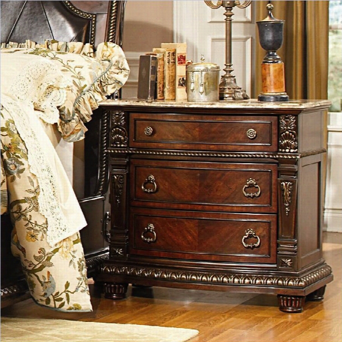 Trebt Home Palace Darkness Stand Wtih Marble Top In Rich Brown