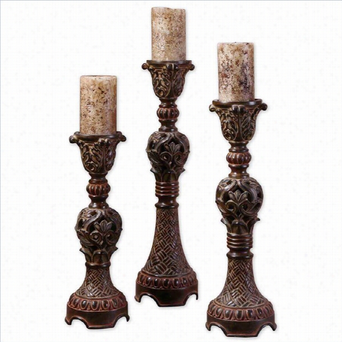 Uttermot Rosina Candlesticks In Walnuut Brown (set Of 3)