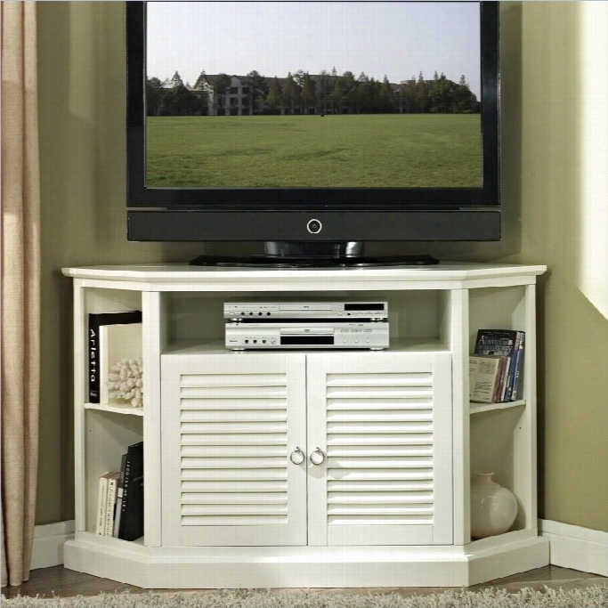 Walker Deison 52 In. Wood Coner Tv Console In White