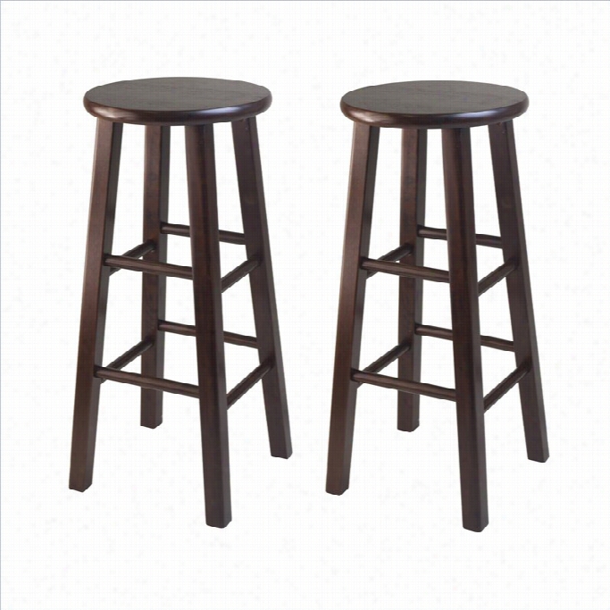 Winsome 29 Bar Stool With Square Leg In Anntiqu Ewalnut (set Of 2)