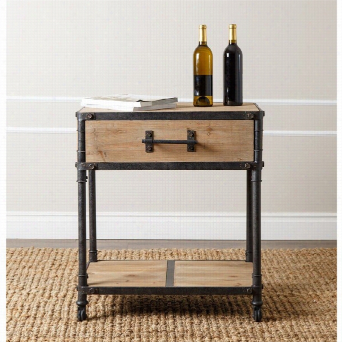 Abbyson Living Bixel Industrial End Table In Beige