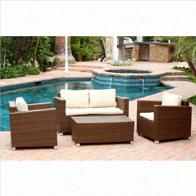 Anbyosn Living Hampton Outdoor Wicker 4 Piece Sofa St Inbrown