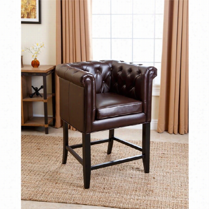 Abbyson Living Salvatore Leather Bar Stool In Dark Brown