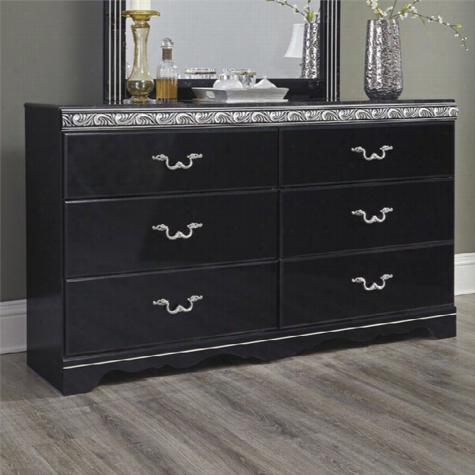 Ashley Constellations 6 Drawer Wood Double Desser In Black