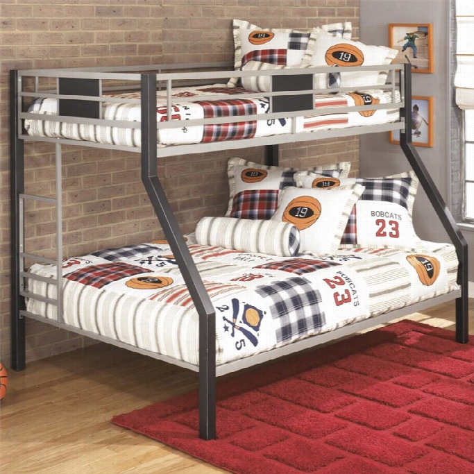 Ashley Dinsmore Emtal  Twin Over Full Bunk Bed In Negro And Gray