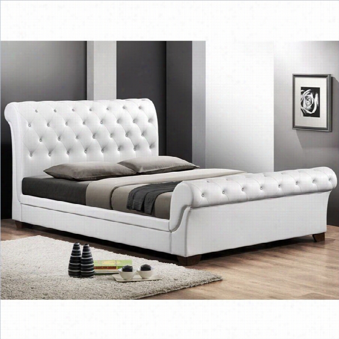 Baxton Studio Leighlin Sleigh Bed In White-full