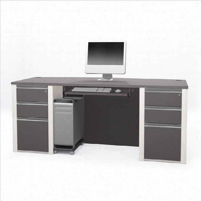Bestar Connexio Nexecutive Desk Kit With 2 Assembled Pedestals In Sandstone