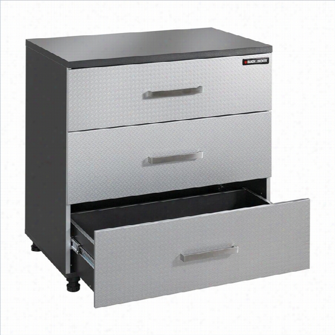 Black And Decekr Drawer De~d Cabinet In Charccoal Stipple And Silver