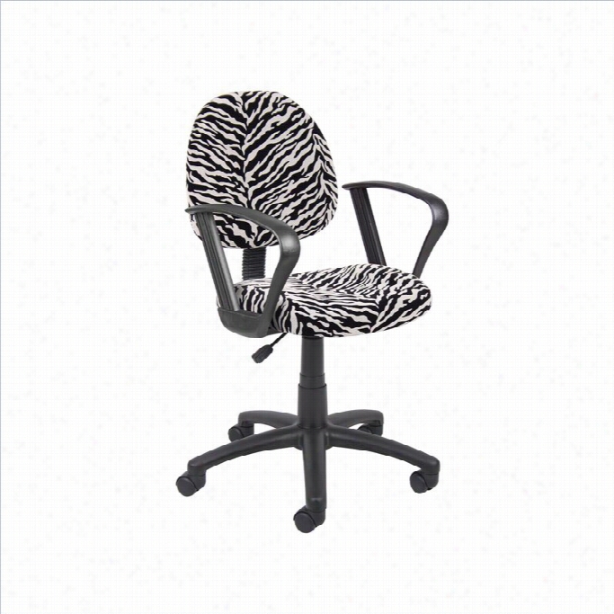 Boss Office Products Microfiber Deluxe Postturre Company Chair In Zebra Print