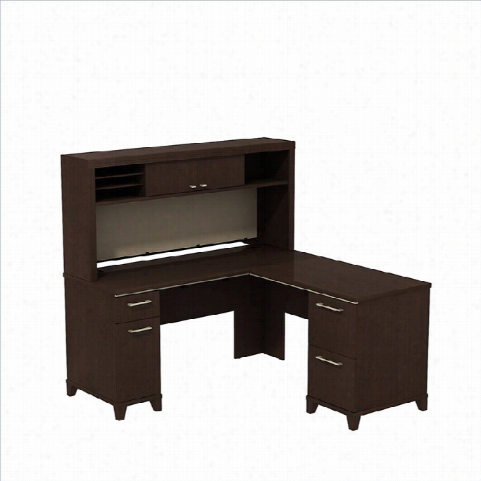 Bush Bbf Enterprise 60w X 60d L-desk With Hutch Storage In Movha Cherry