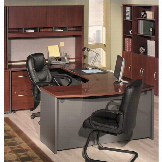 Bush Bbf Seres C 4-piece U_shape Office Desk Set In Hansen Cherry