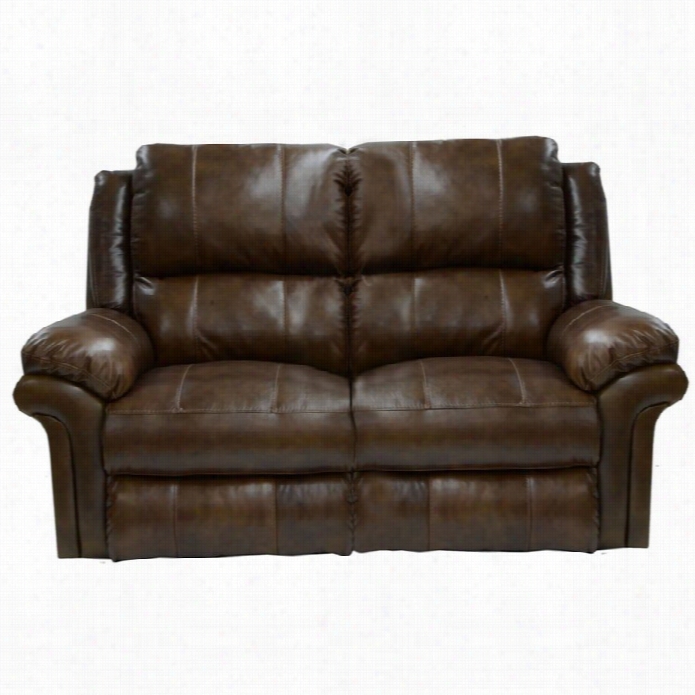 Catnapper Benson Leather Power Lay Flat Reclining Loevseat In Timber