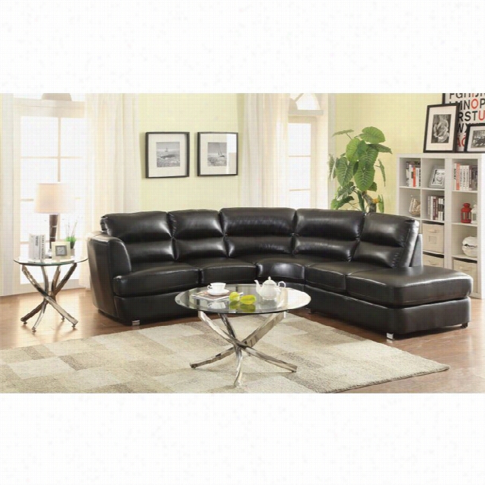 Coaster Leather Sectional In Black