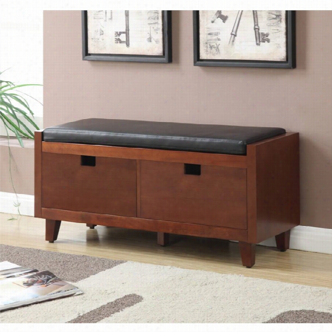 Convenience Concepts Designs4cofmort Baron Storage Bench In Mahogany