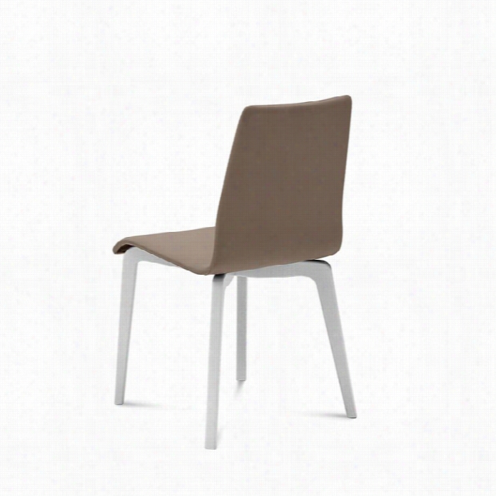 Domitalia Jude-l Dining Chair In Taupe And White Mat Lacquered