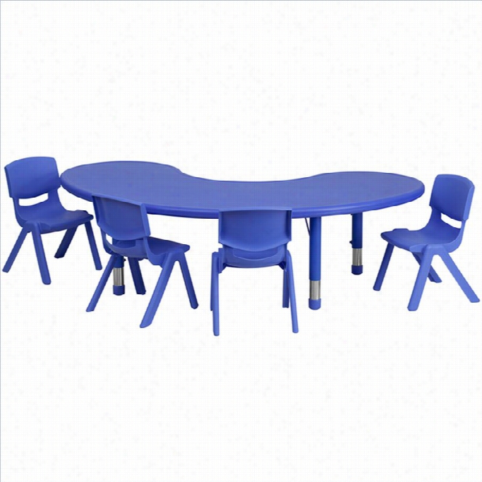 Flash Equipage 5 Piee Half Moon Activity Table Set In Blue