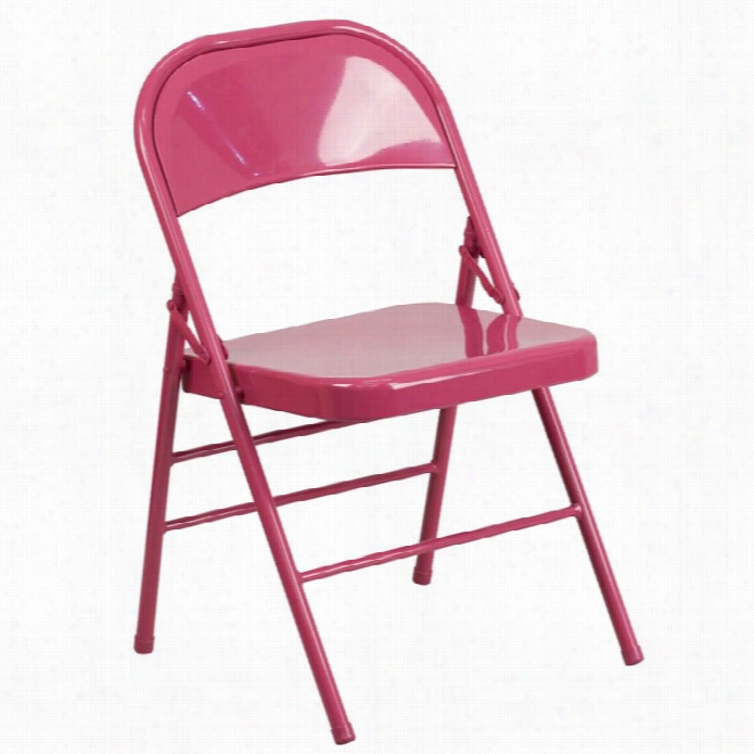 Flash Urniture Hercules Colorburst Mrtal Folding Chair In Fuchsia