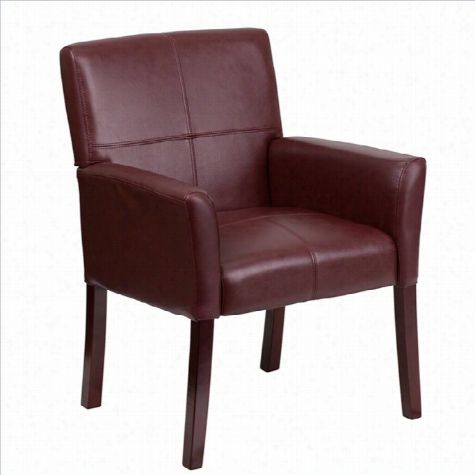 Flash Furniture Leather Executive Side Guest Chair Burgundy And Mahogany