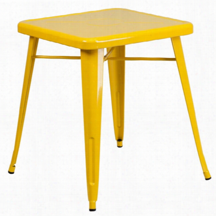 Flash Furniure Metal Square  Bistro Table In Yellow