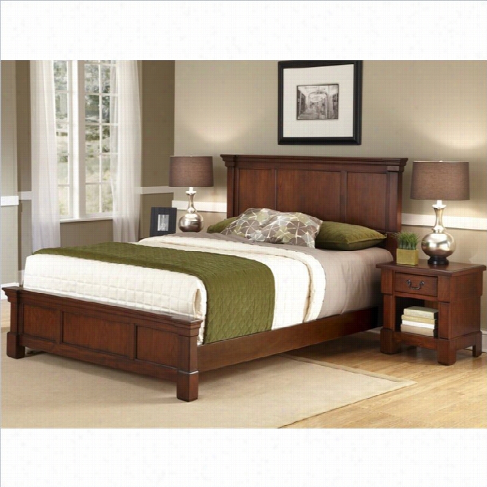 Home Styles Aspen Queen Bed And Night Stand In Rusticc Herry-queen