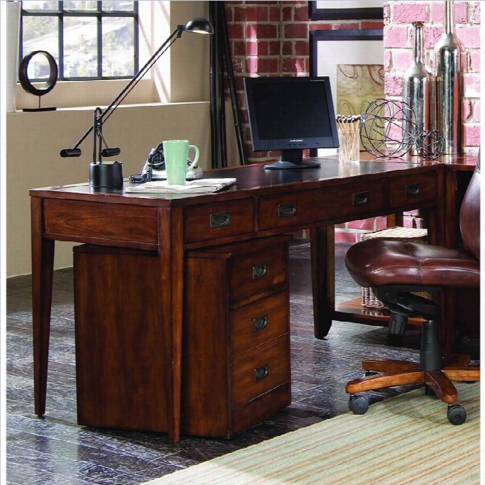 Hooker Furniture Danforth Executive Leg Desk In Rich Medium Brown