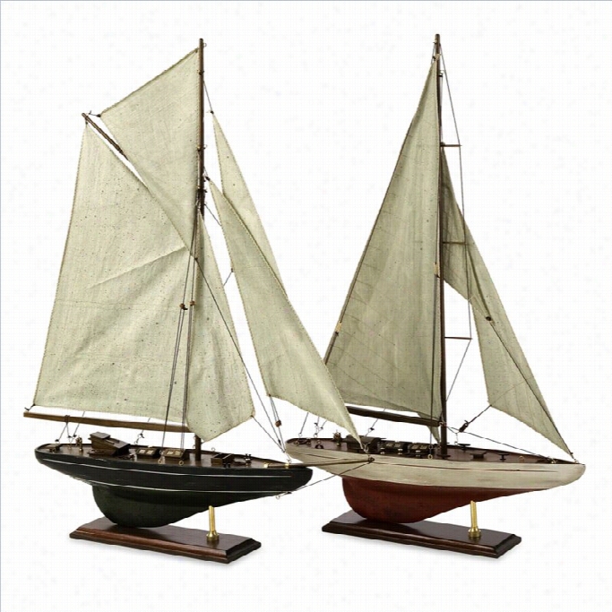 Ima Corpooratin Antiqued Sailing Vessels (set Of 2)
