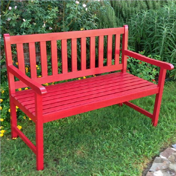 Inte Rnational Caravan Highland Patio Garden Bench In Red