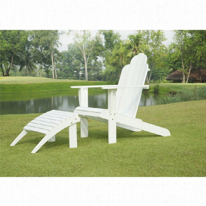 Linon Adirondack Chair And Ottoman In White