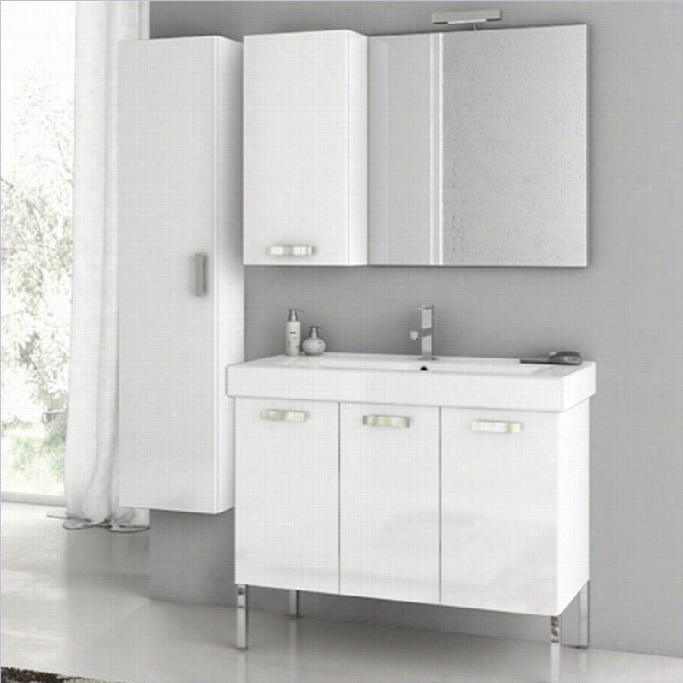 Nameek's Acf 37 Cub Ical 8 Piece Sstanding Bathroom Vanity Set In Glosssy White