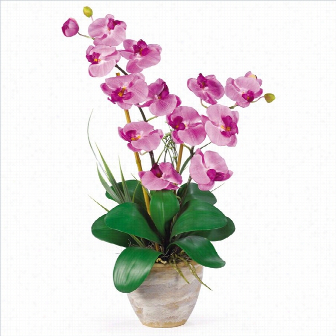 Nearly Natural Doublep Halaenopsis Silk Orchid Flower Arrangement Iin Mauve