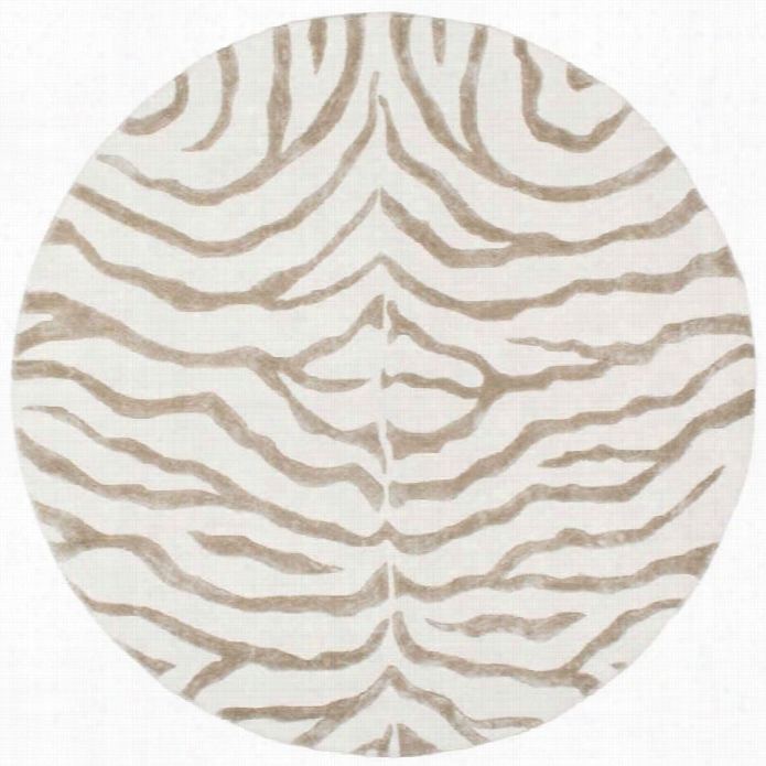 Nuloom 6'x 6' Hqnd Tufted Plu5h Zebra Round Rug In Gray