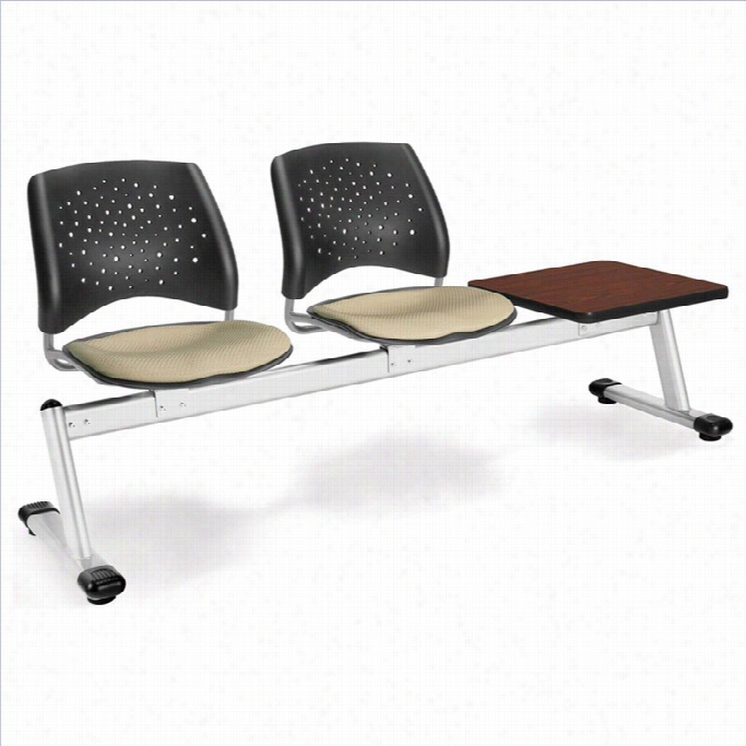 Ofm Star B Eam Seating  By The Side Of 2 Seats And Table In Khakiand Mahogany