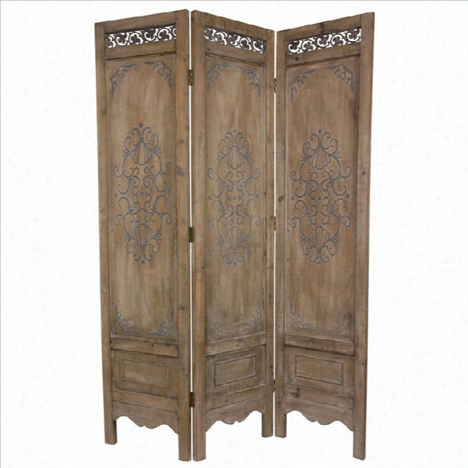 Oriental Antiqued Scrollwork Room Distributer In Brown And Grey