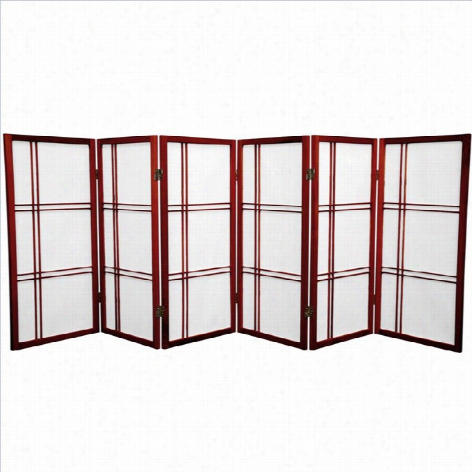 Oriental Furniture 3'' Tall Hoji Screen With  6 Panel In Rosewood
