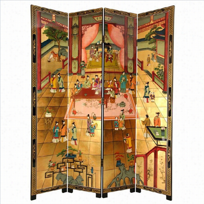 Eastern Furniture 7' Tall Dream Of The Red Chamber Screen In Gold