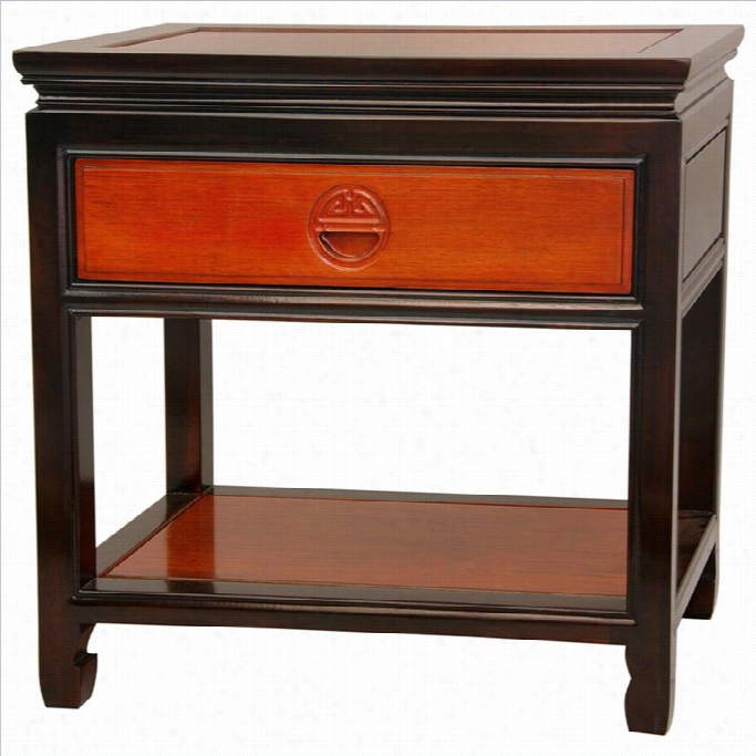 Oriental Furniture Bedside Table In Light And Medium Chrrr Ystian