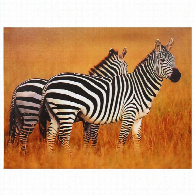 Oriental Furniture Plains Zebras Canvas Wall Art I Multicolor